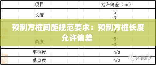 预制方桩间距规范要求：预制方桩长度允许偏差 