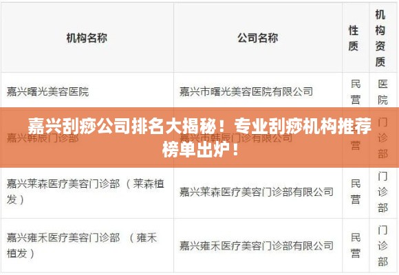 嘉兴刮痧公司排名大揭秘！专业刮痧机构推荐榜单出炉！