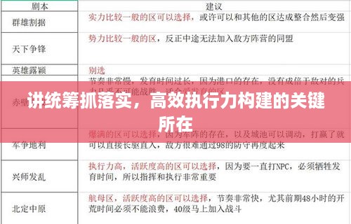 讲统筹抓落实，高效执行力构建的关键所在