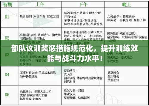部队议训奖惩措施规范化，提升训练效能与战斗力水平！