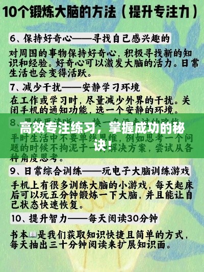 高效专注练习，掌握成功的秘诀！
