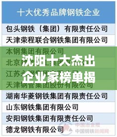 沈阳十大杰出企业家榜单揭晓！优秀老板排名前十名揭晓！